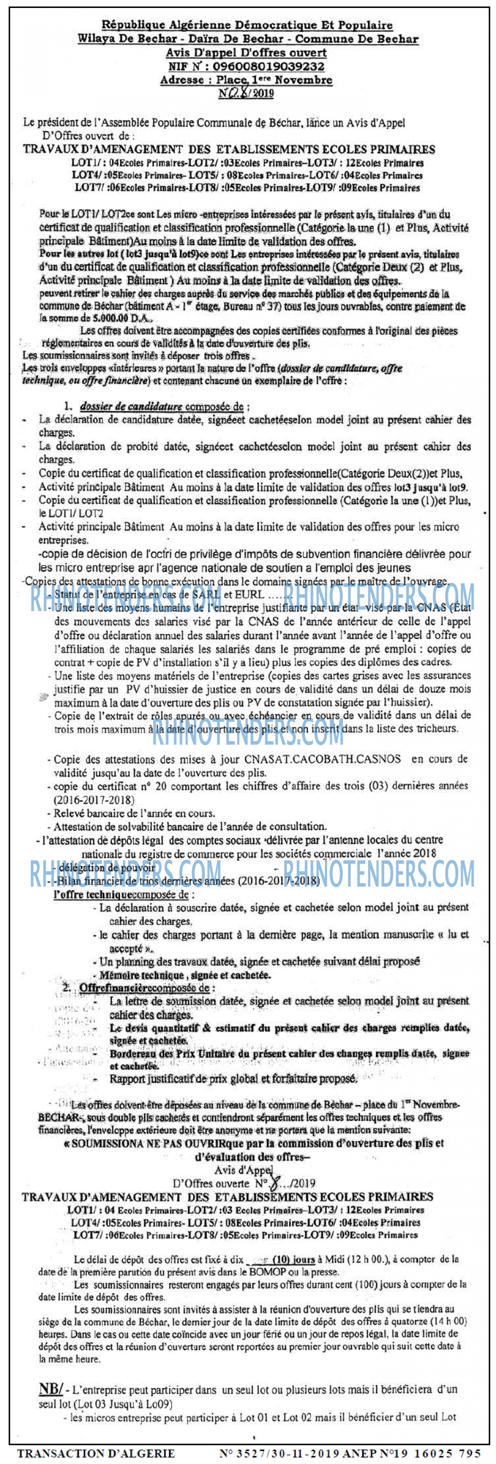 TRANSACTION D'ALGERIE