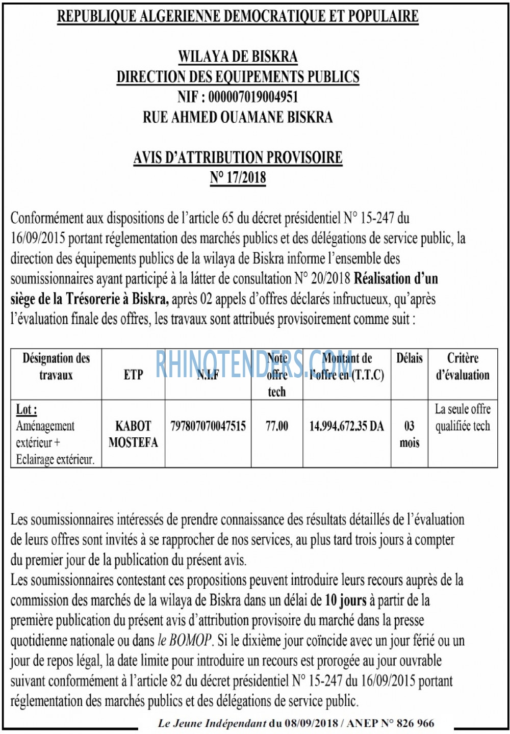 Le jeune indépendant