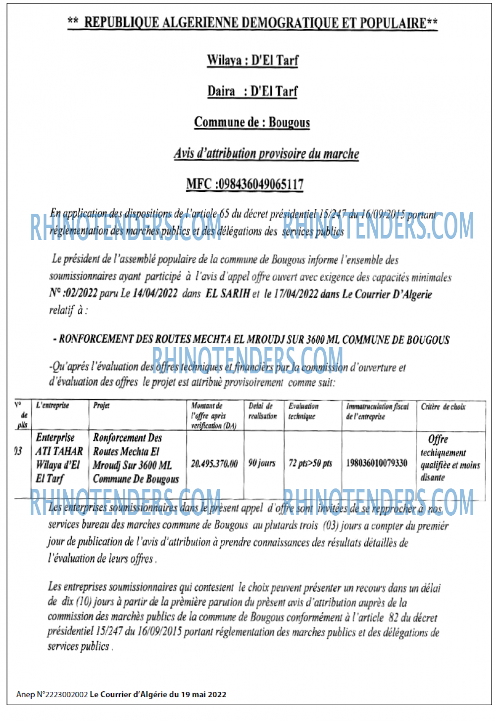 Le Courrier d'Algerie