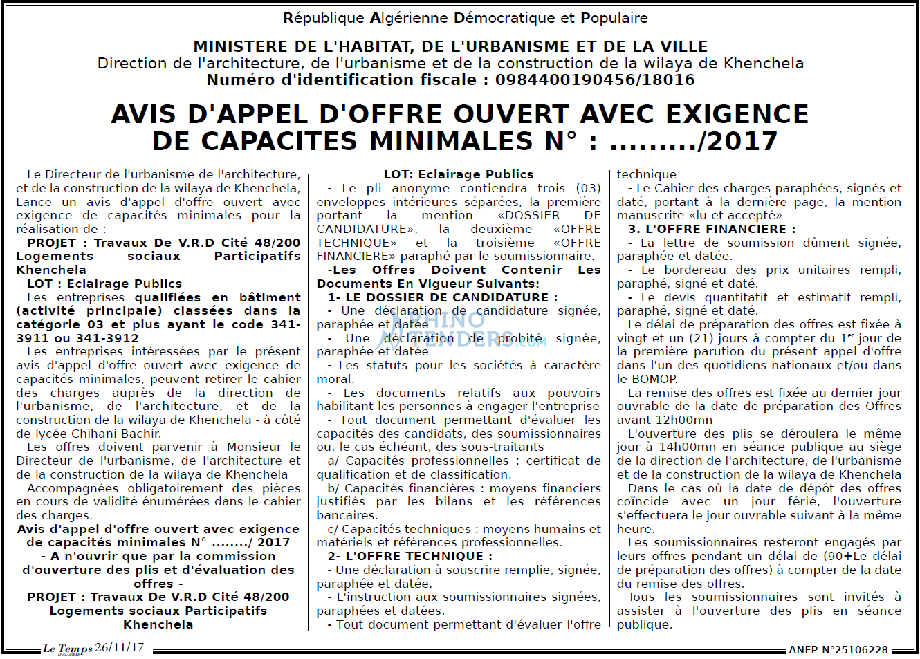 LE TEMPS D'ALGERIE
