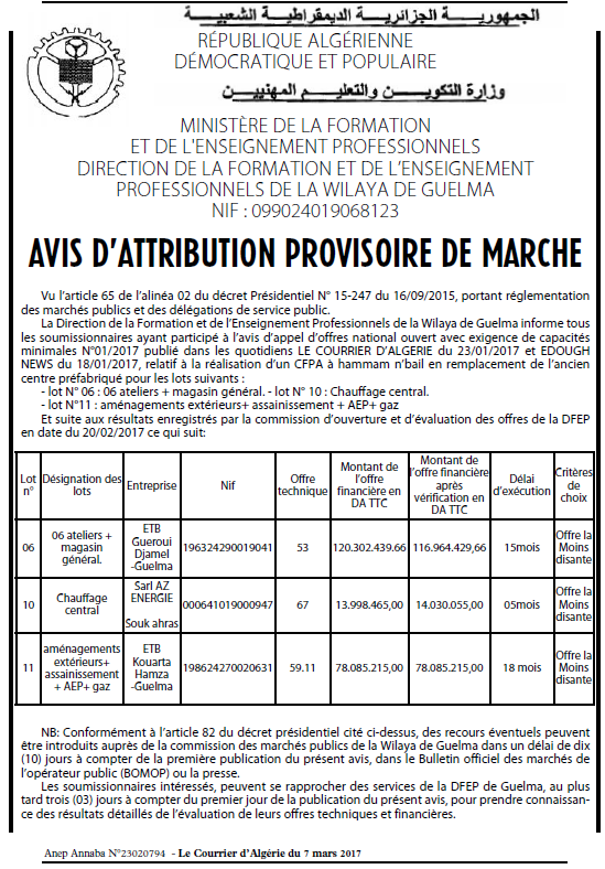 Le Courrier d'Algerie