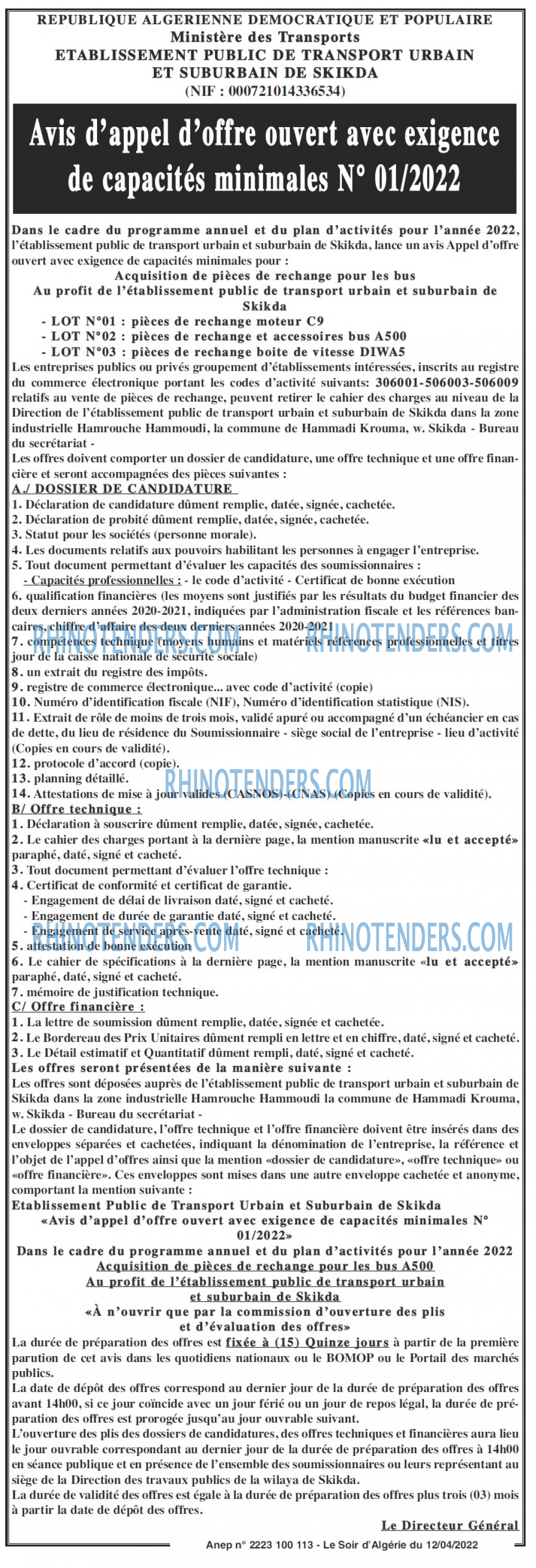 LE SOIR D'ALGERIE