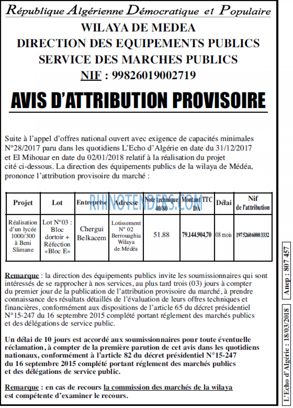 L'ECHO D'ALGERIE