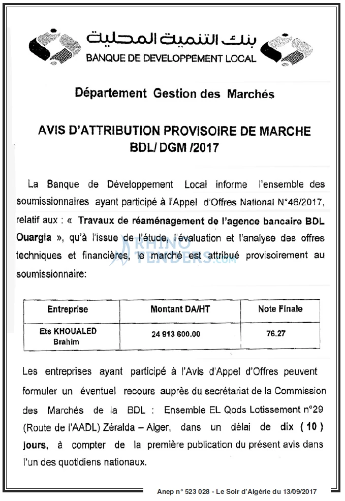 LE SOIR D'ALGERIE