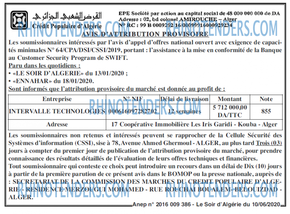 LE SOIR D'ALGERIE