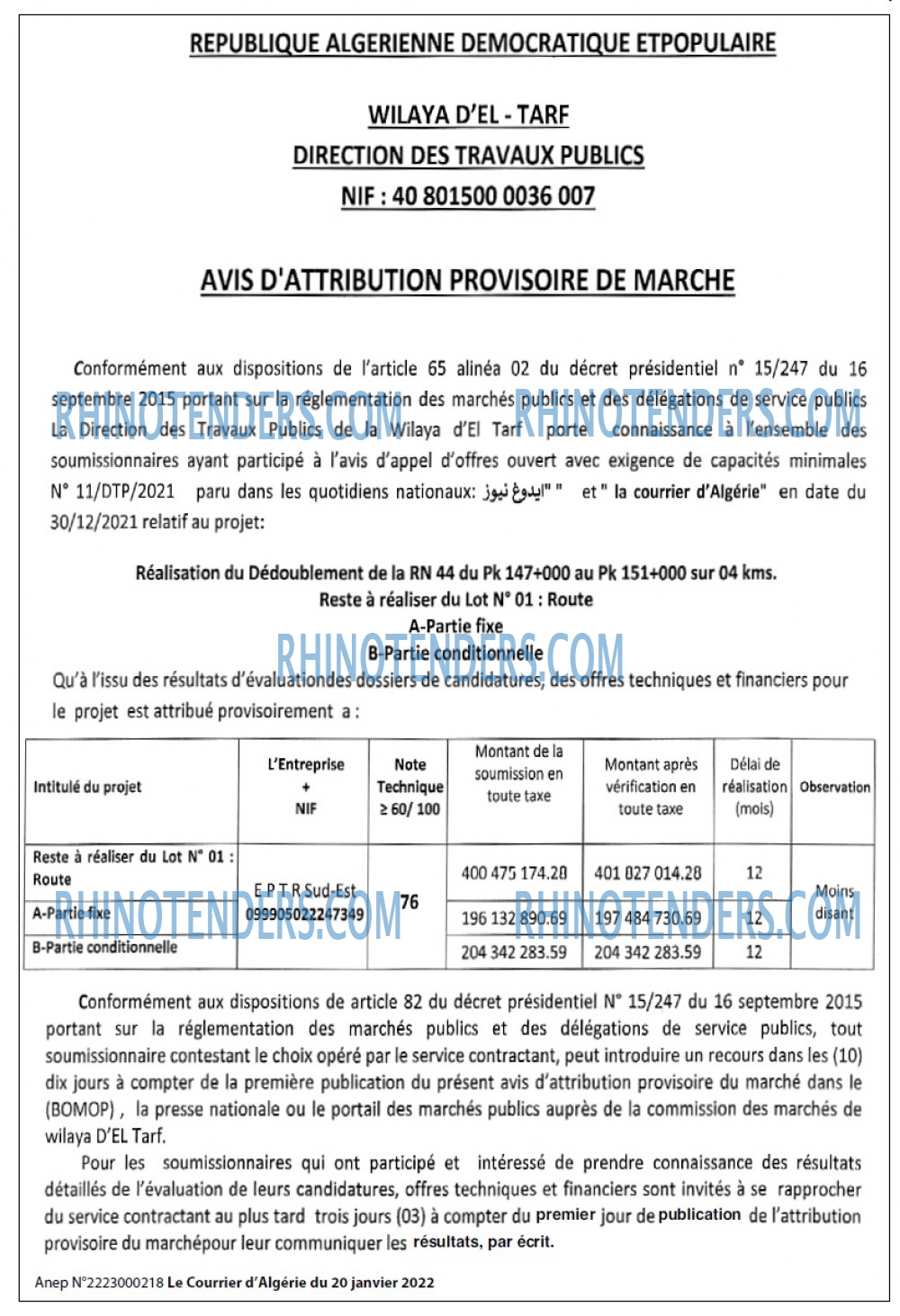 Le Courrier d'Algerie