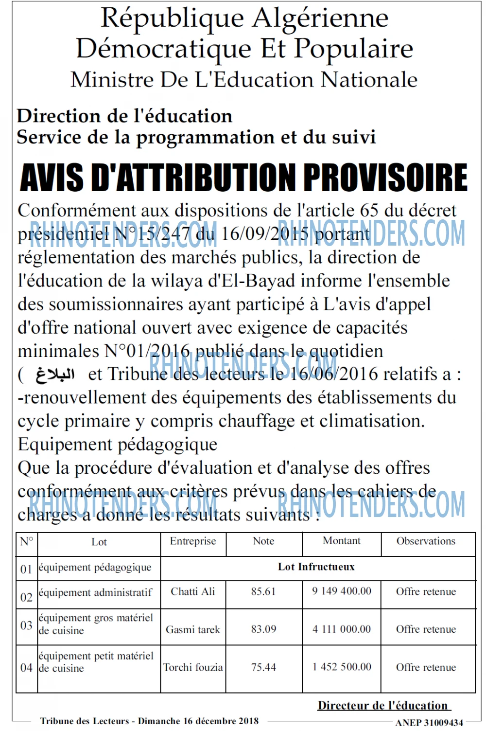 TRIBUNE DES LECTEURS