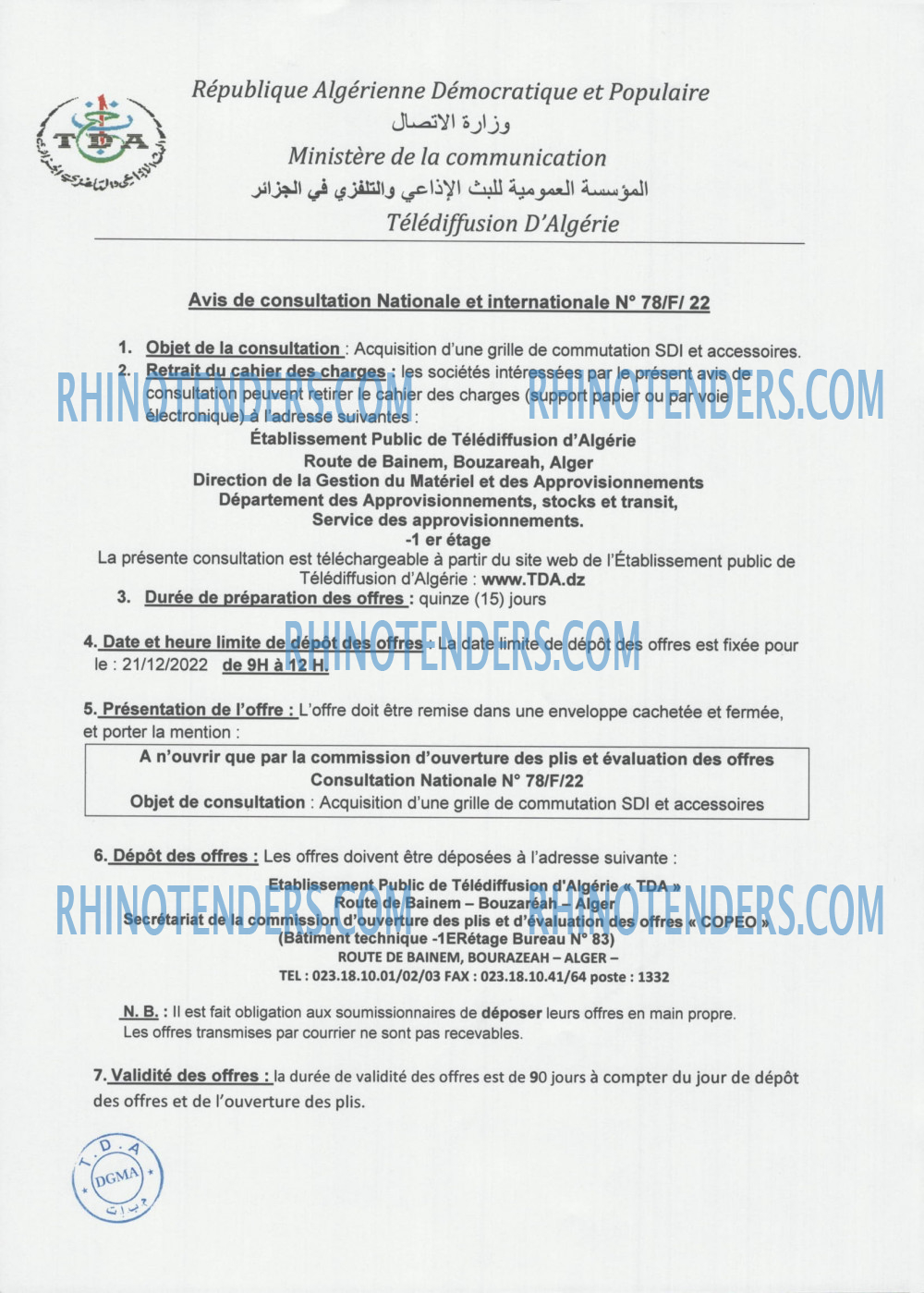 TDA - Télédiffusion d'Algérie