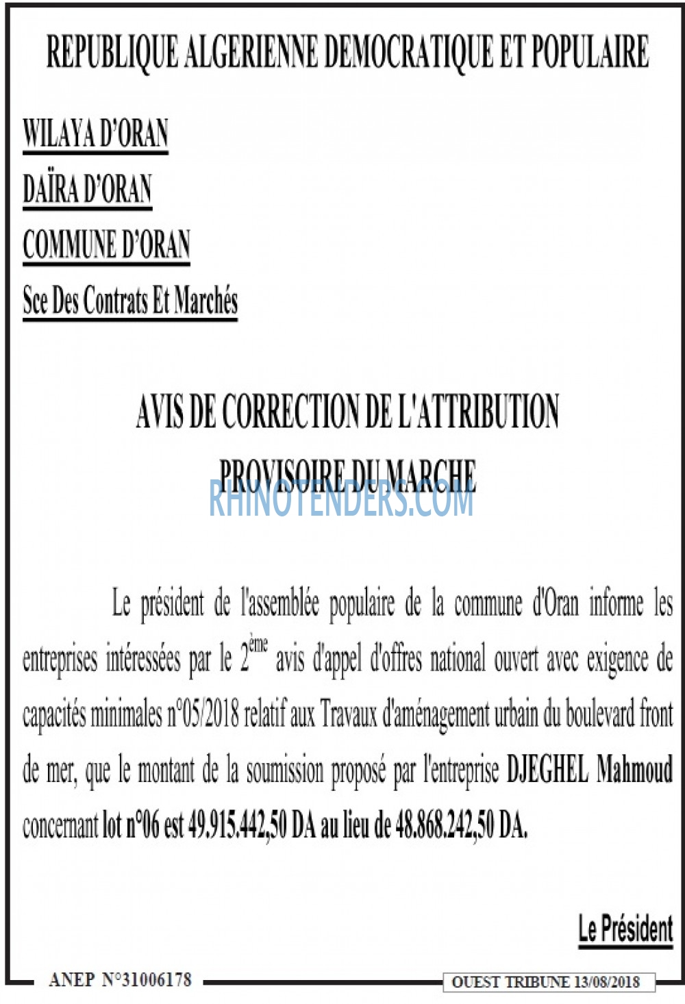 ouest TRIBUNE