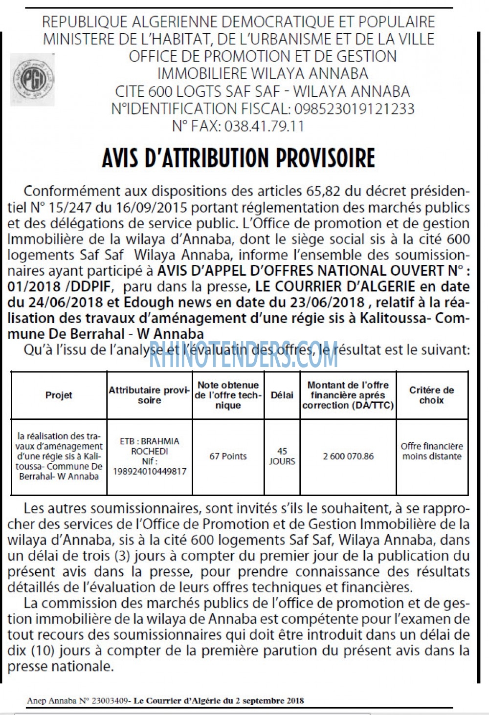 Le Courrier d'Algerie