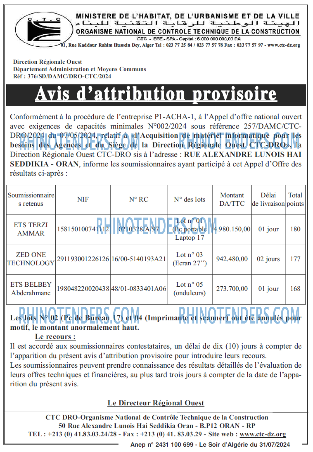 LE SOIR D'ALGERIE