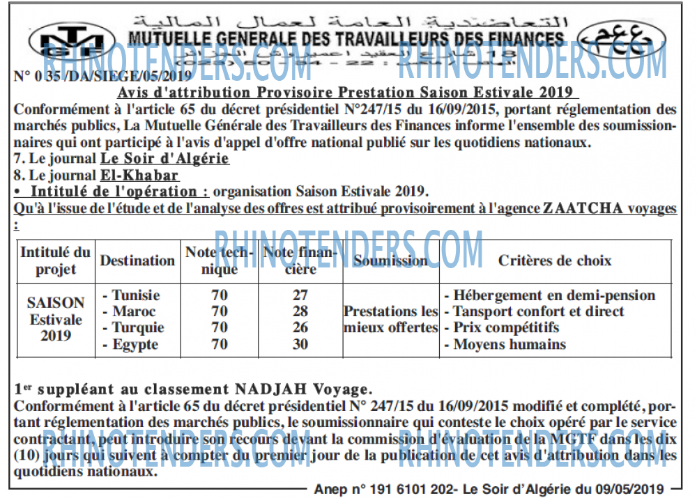 LE SOIR D'ALGERIE