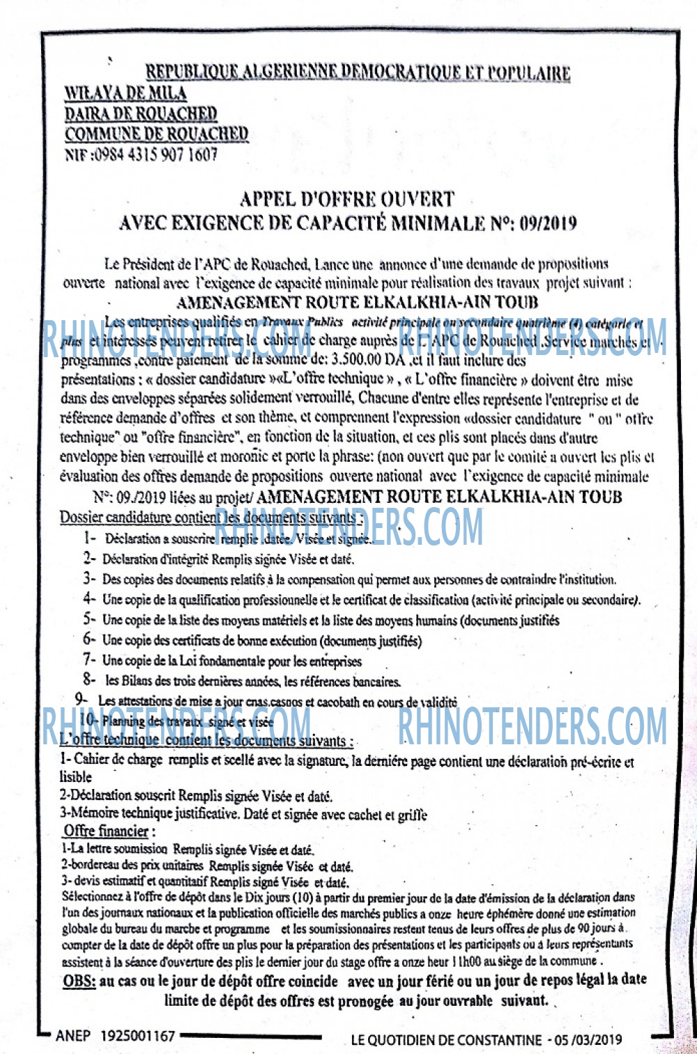 LE QUOTIDIEN DE CONSTANTINE