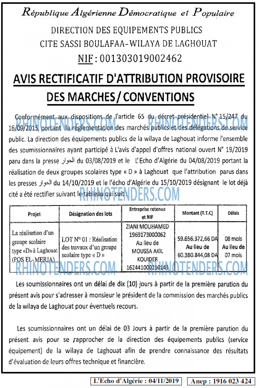 L'ECHO D'ALGERIE