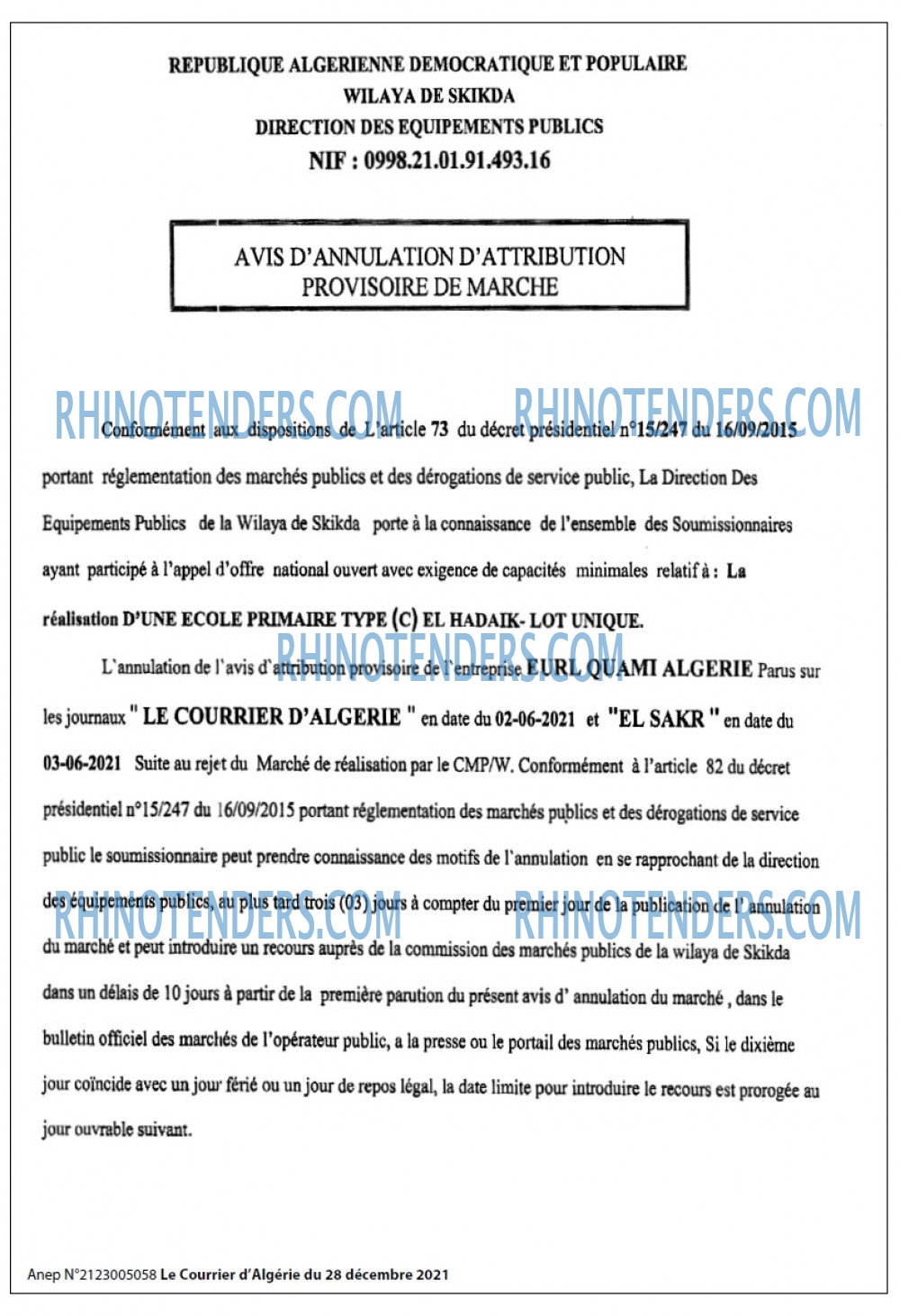 Le Courrier d'Algerie