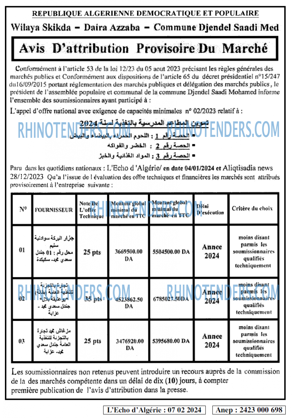 L'ECHO D'ALGERIE
