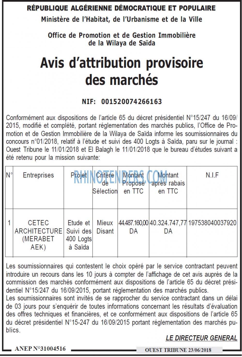 ouest TRIBUNE