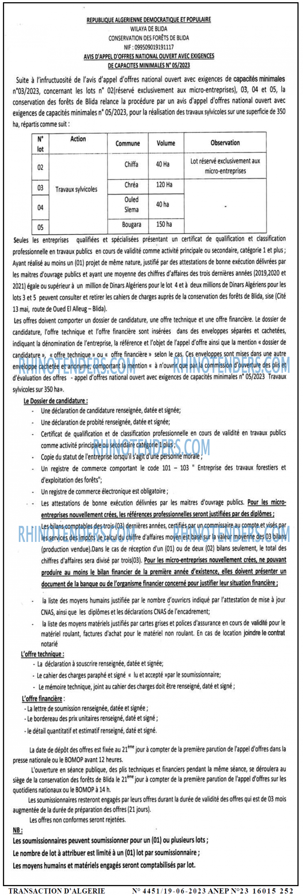TRANSACTION D'ALGERIE