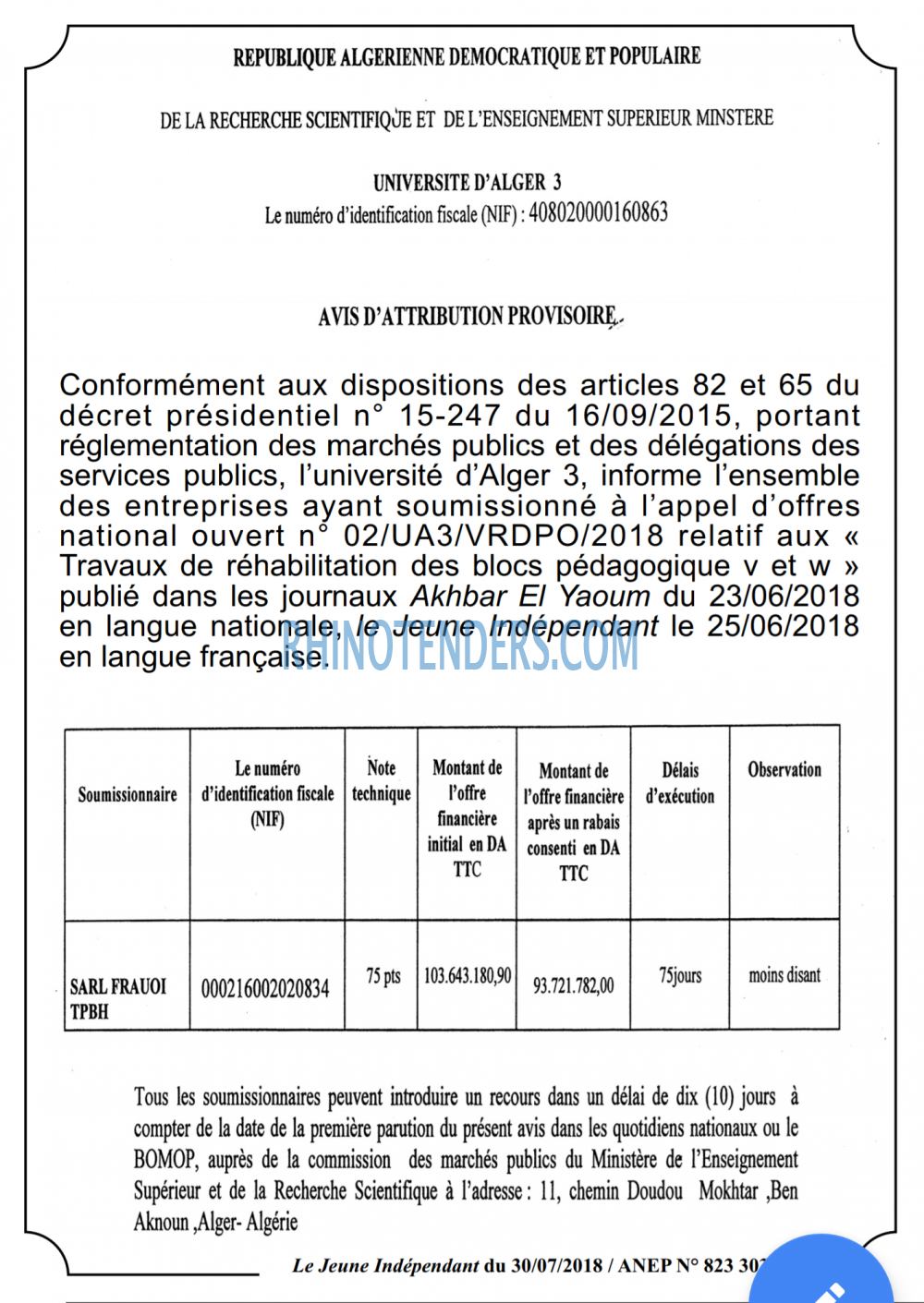 Le jeune indépendant