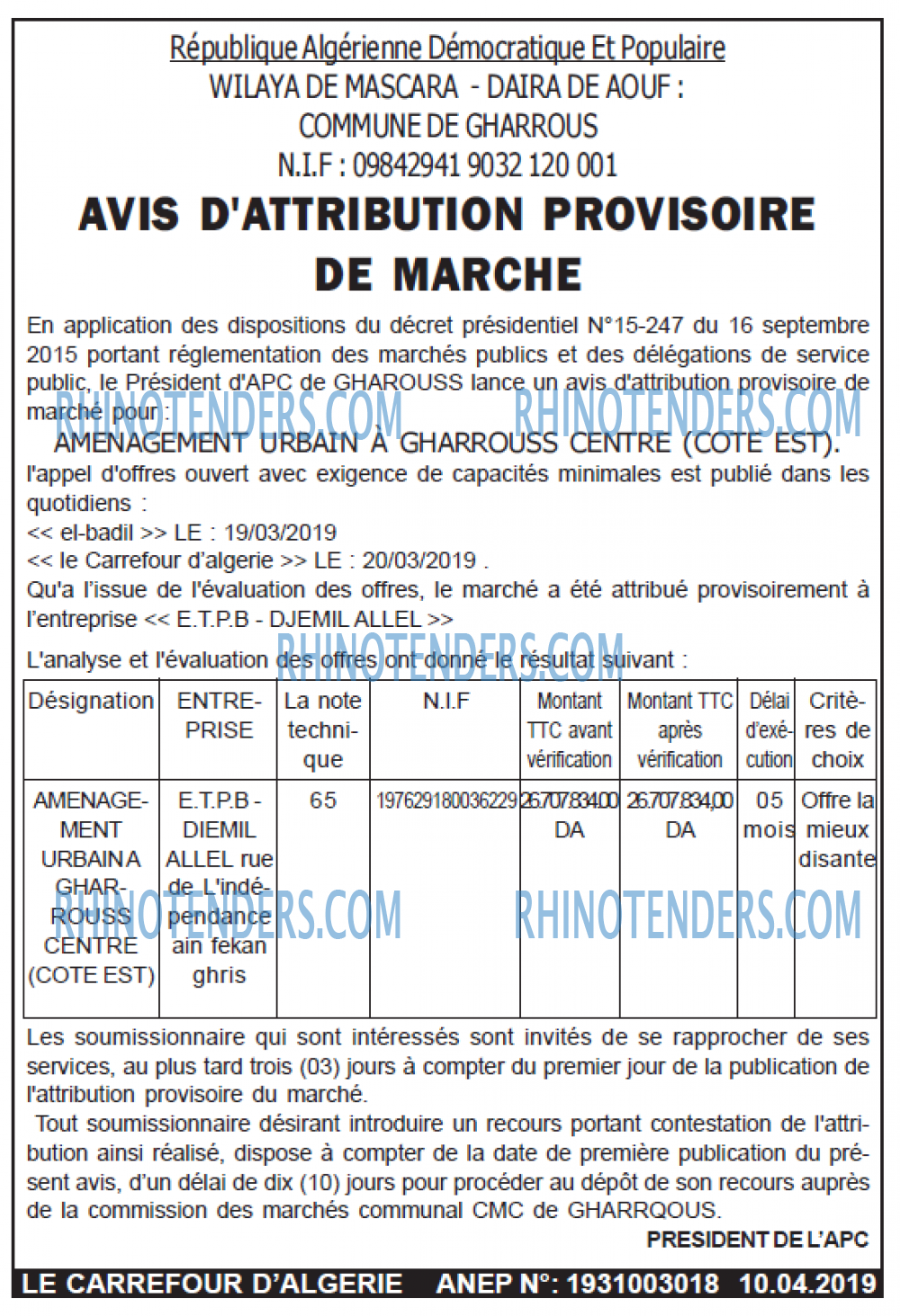 Le Carrefour d'Algérie