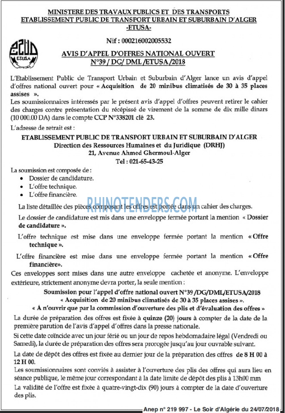 LE SOIR D'ALGERIE
