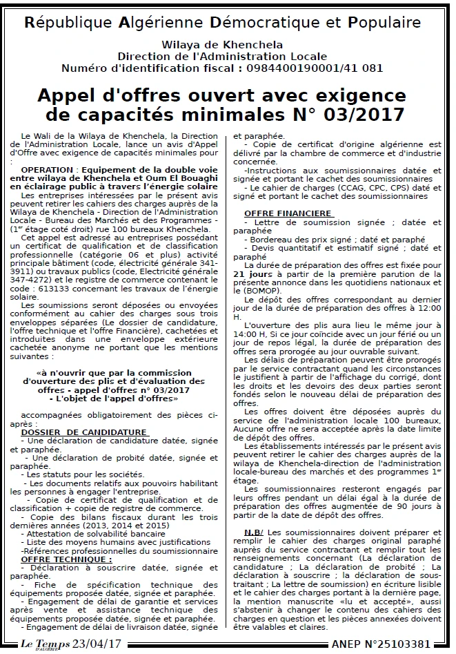 LE TEMPS D'ALGERIE