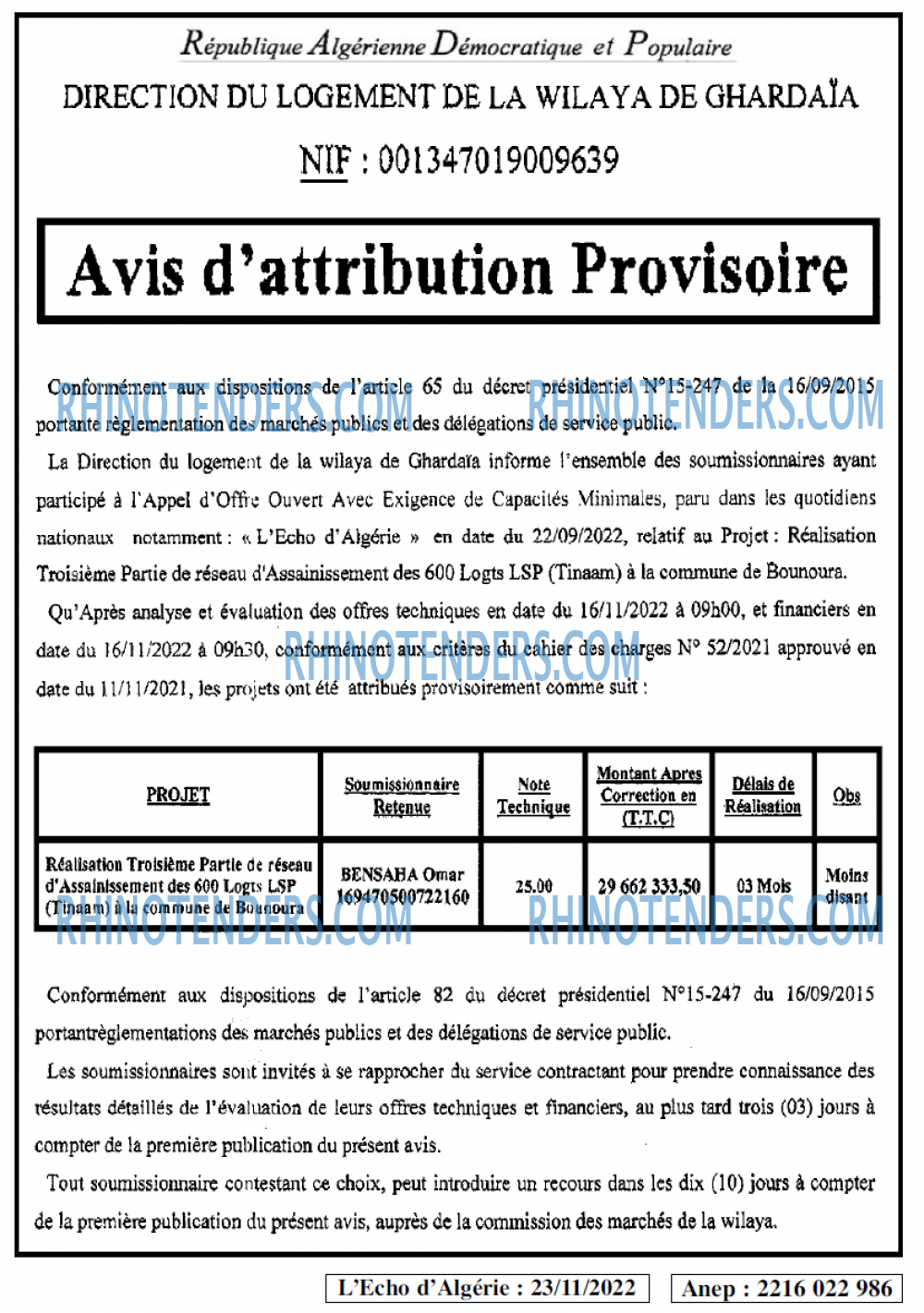 L'ECHO D'ALGERIE