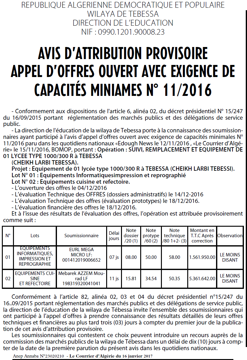 Le Courrier d'Algerie