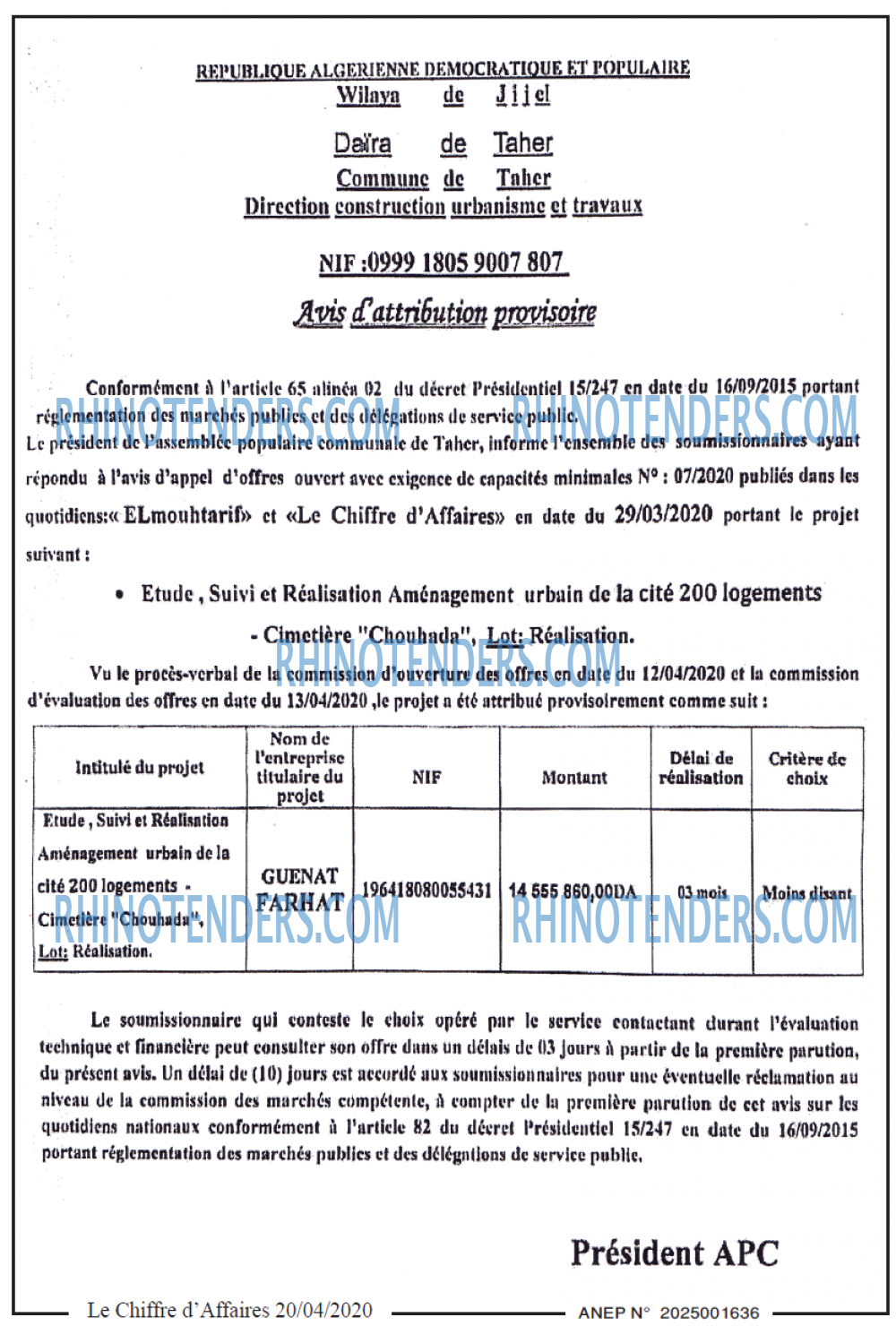 Le Chiffre d'Affaires