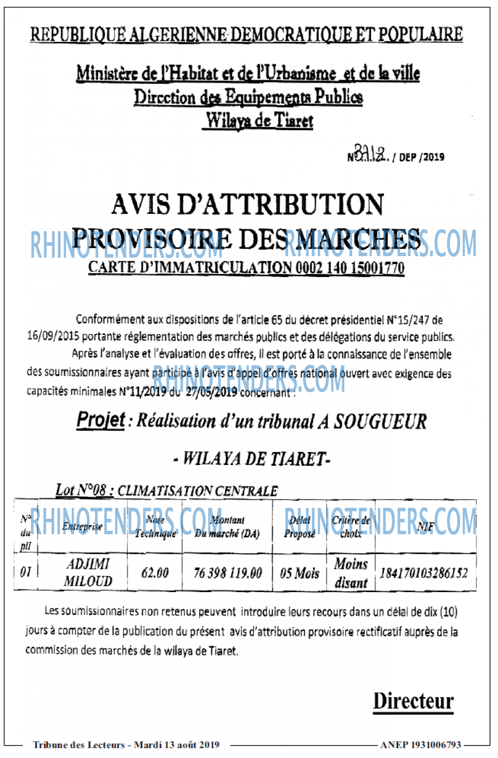 TRIBUNE DES LECTEURS