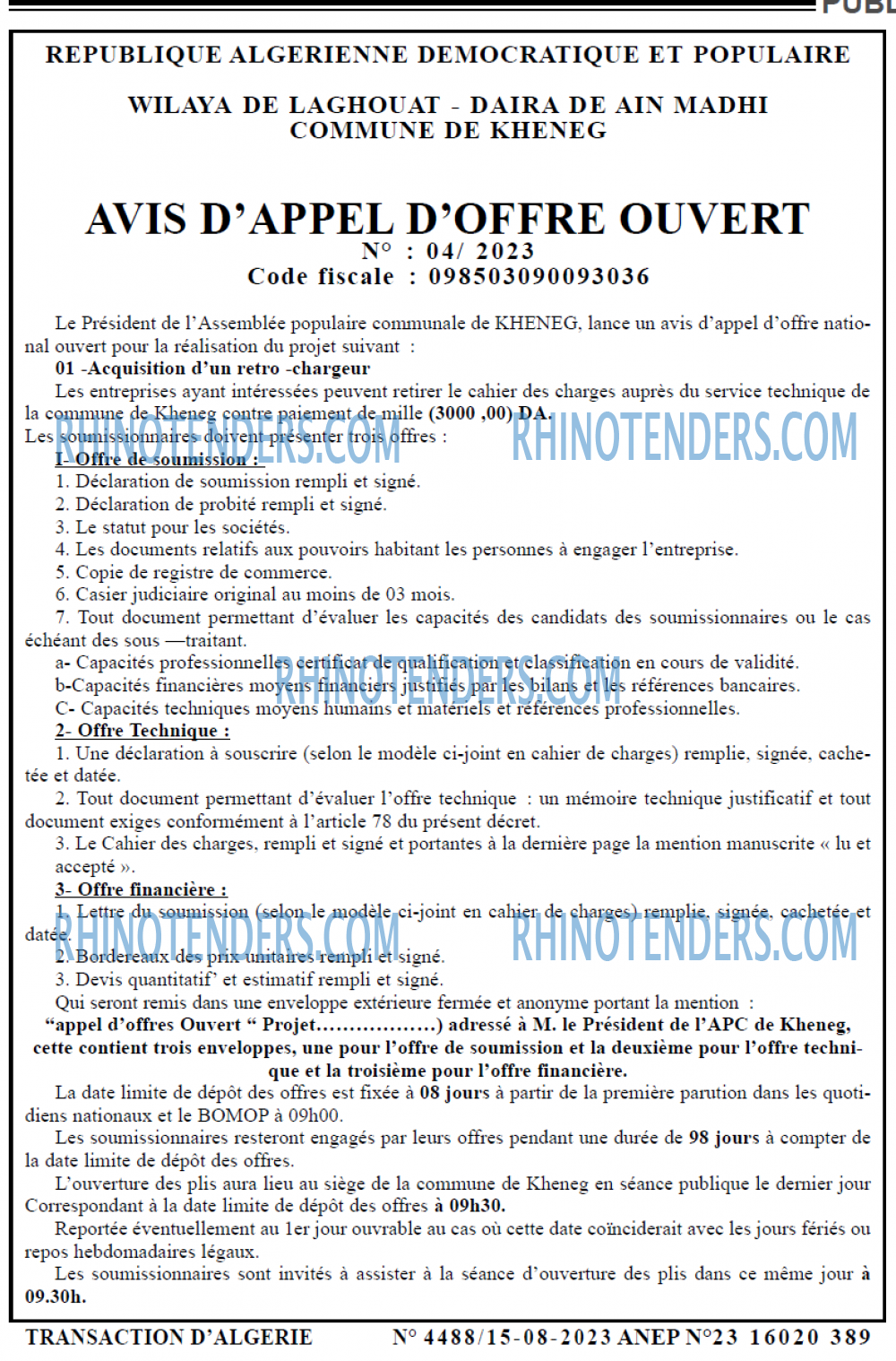 TRANSACTION D'ALGERIE