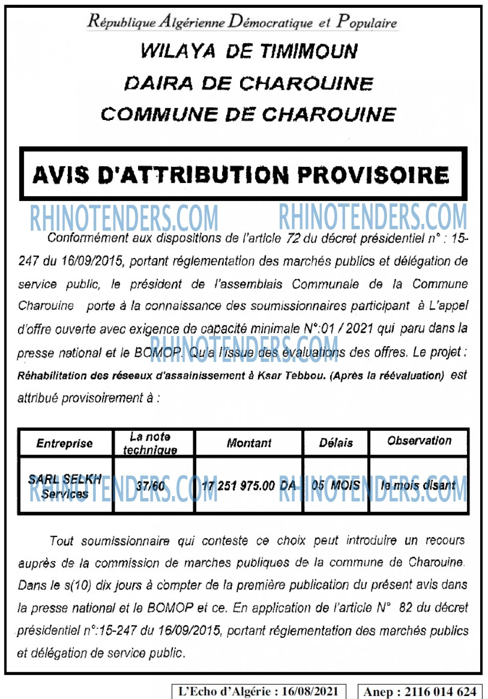 L'ECHO D'ALGERIE