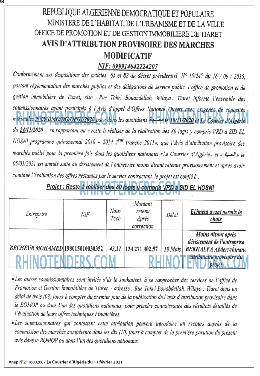 Le Courrier d'Algerie
