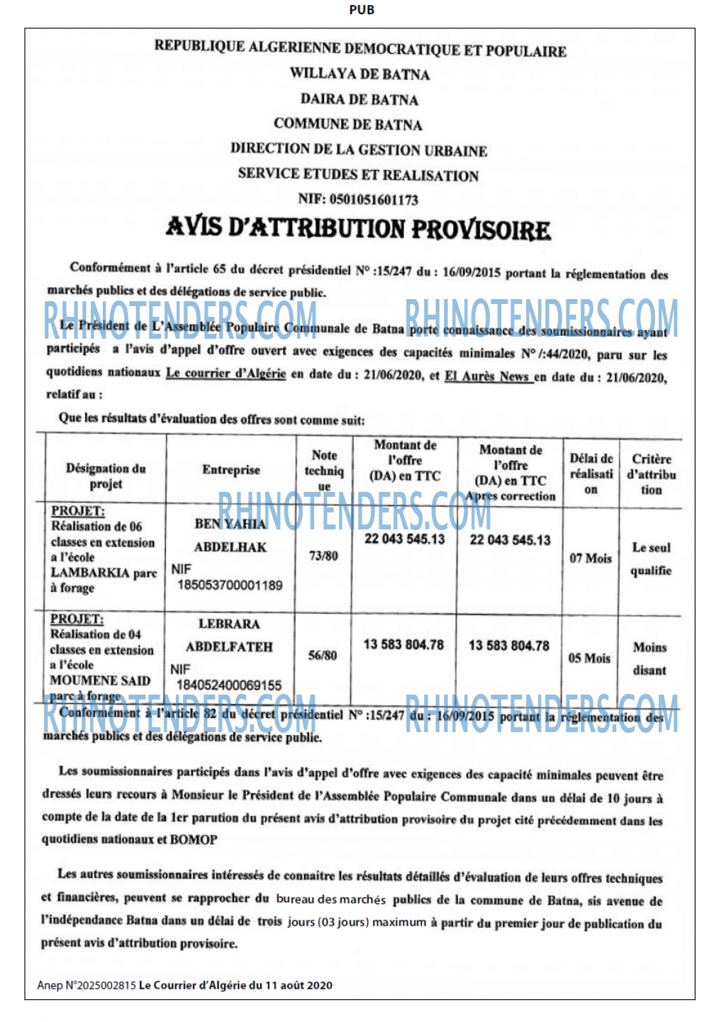 Le Courrier d'Algerie