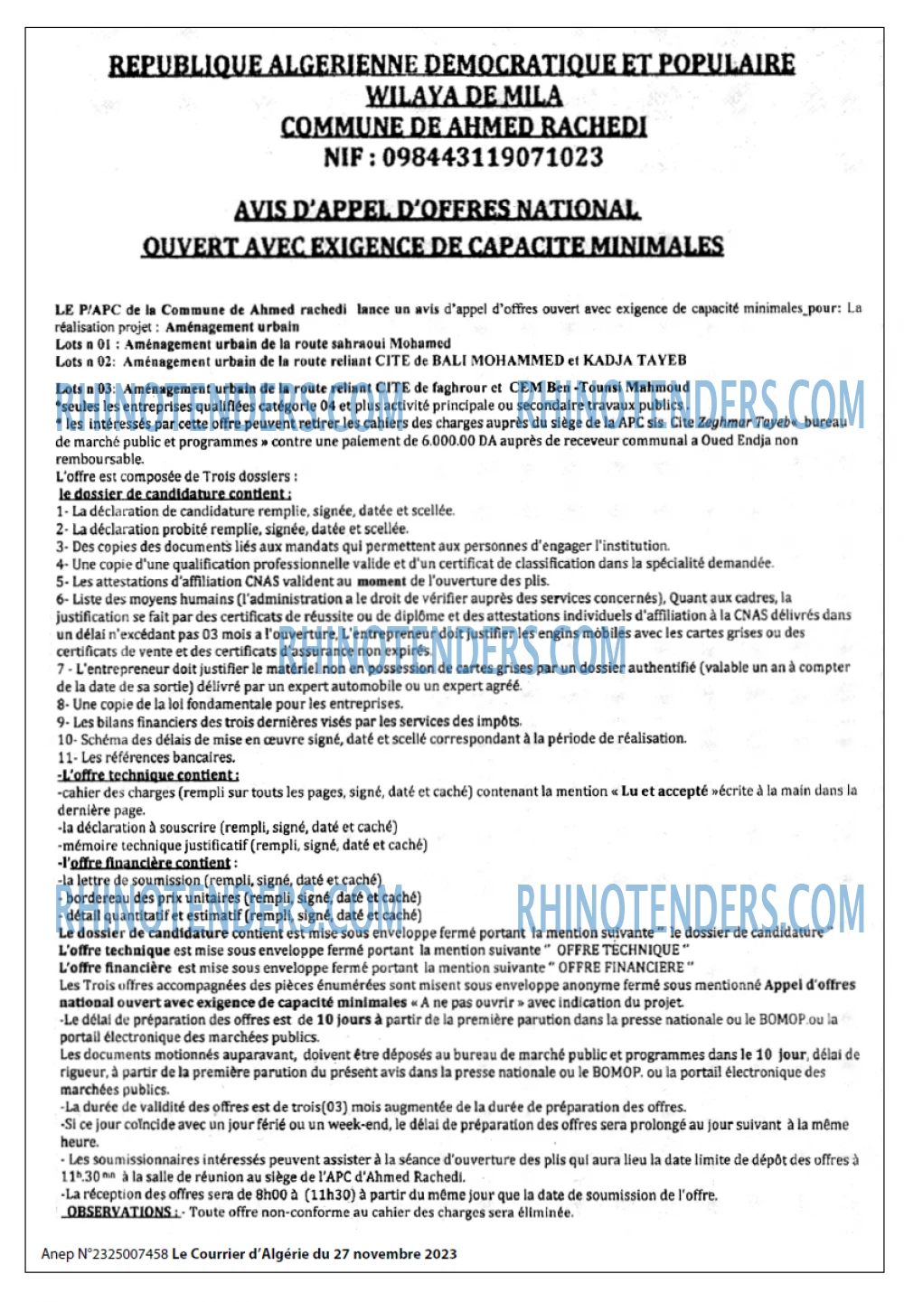Le Courrier d'Algerie