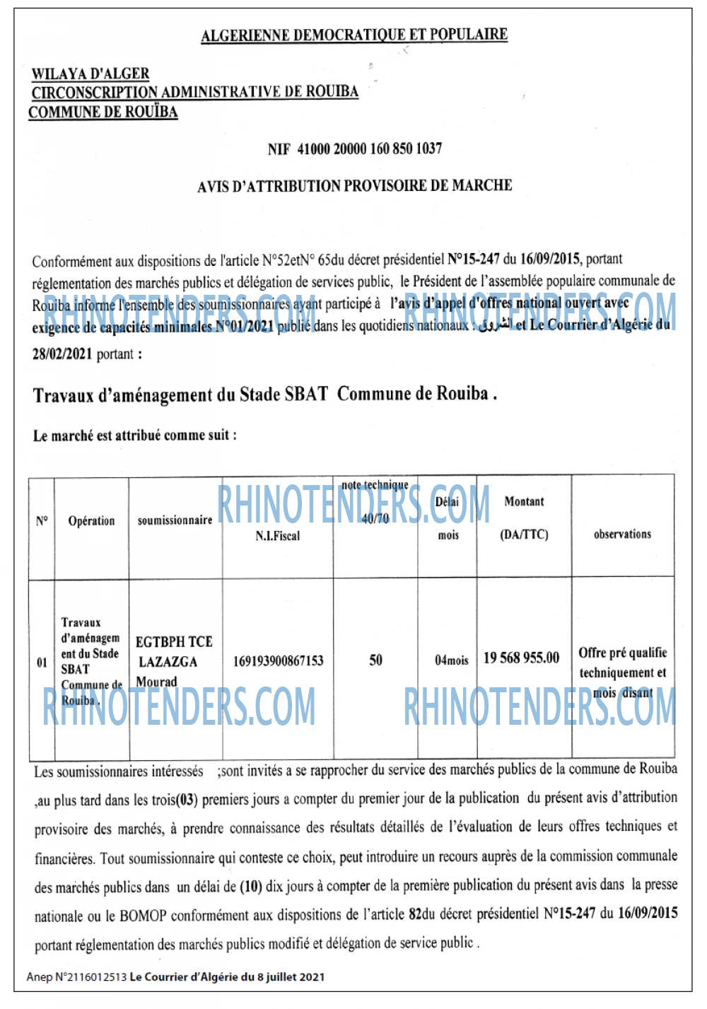 Le Courrier d'Algerie