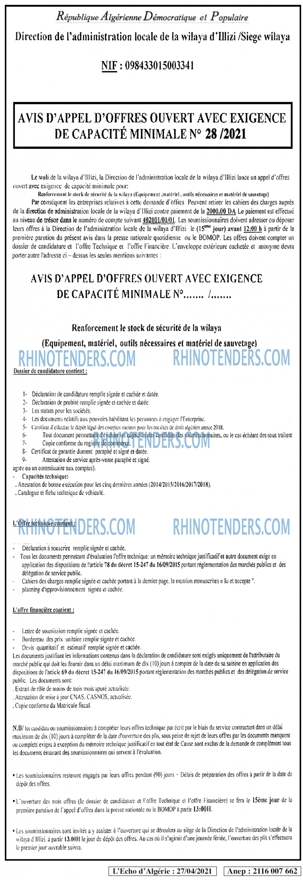 L'ECHO D'ALGERIE