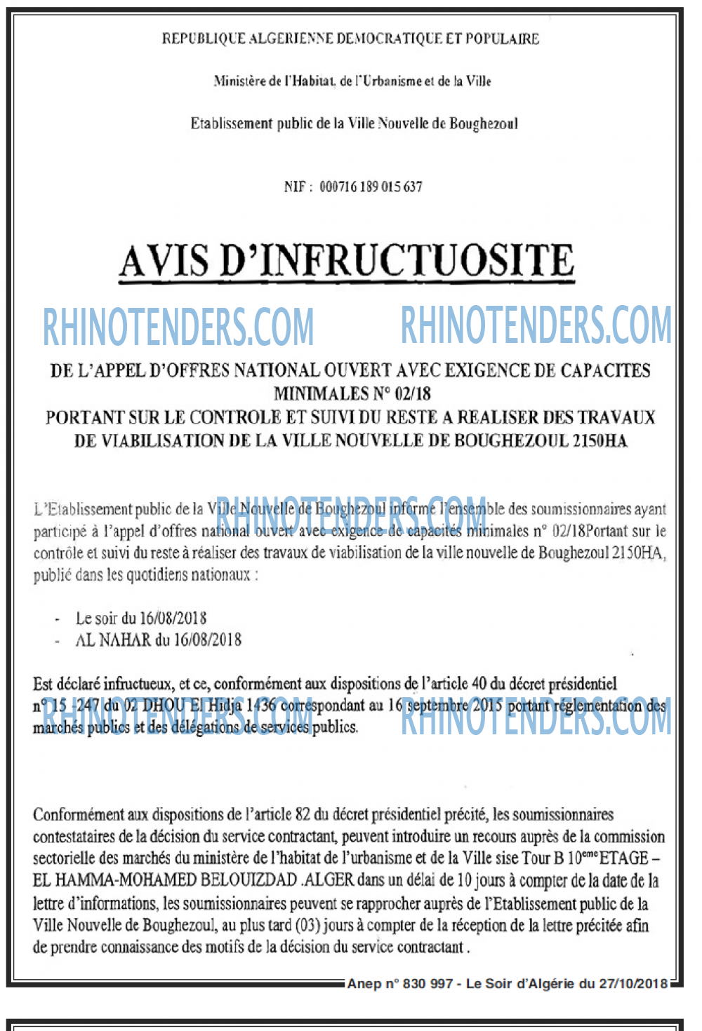 LE SOIR D'ALGERIE
