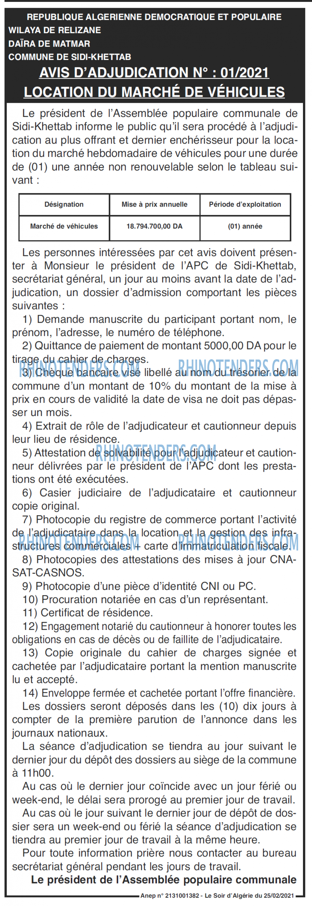 LE SOIR D'ALGERIE