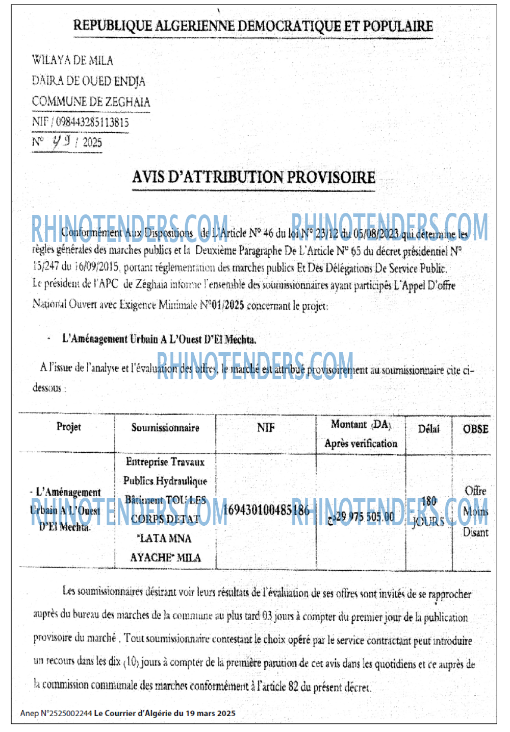 Le Courrier d'Algerie