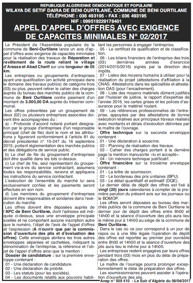 LE SOIR D'ALGERIE