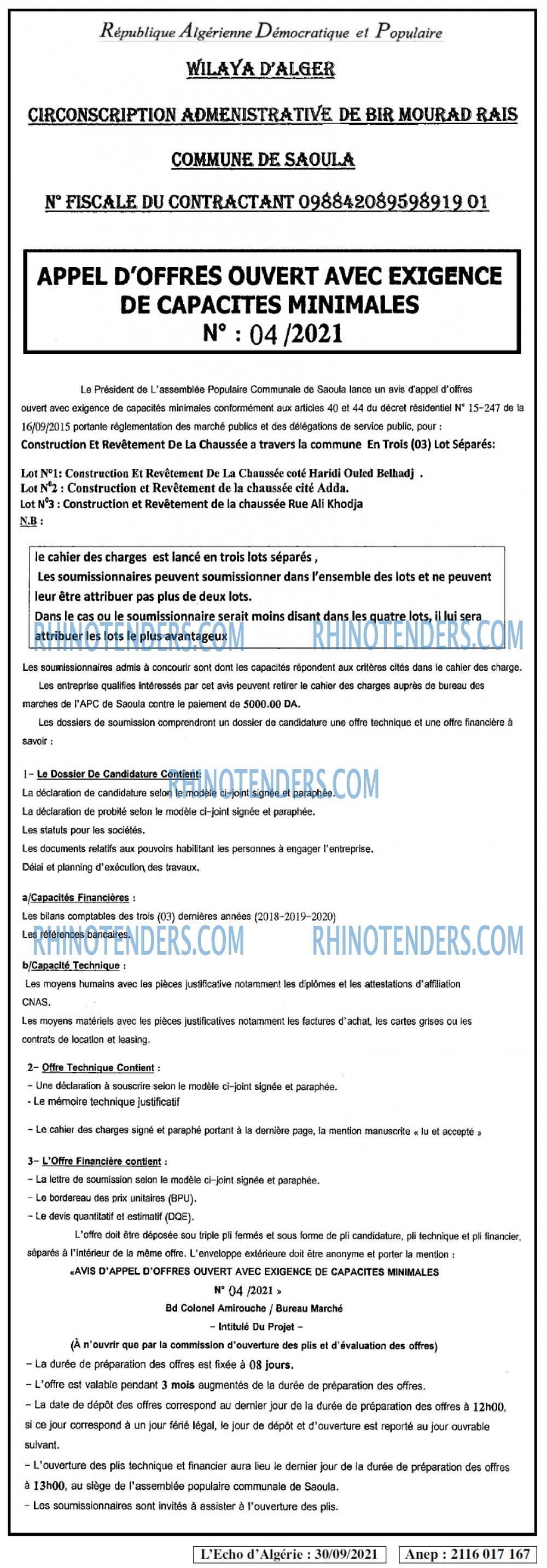 L'ECHO D'ALGERIE