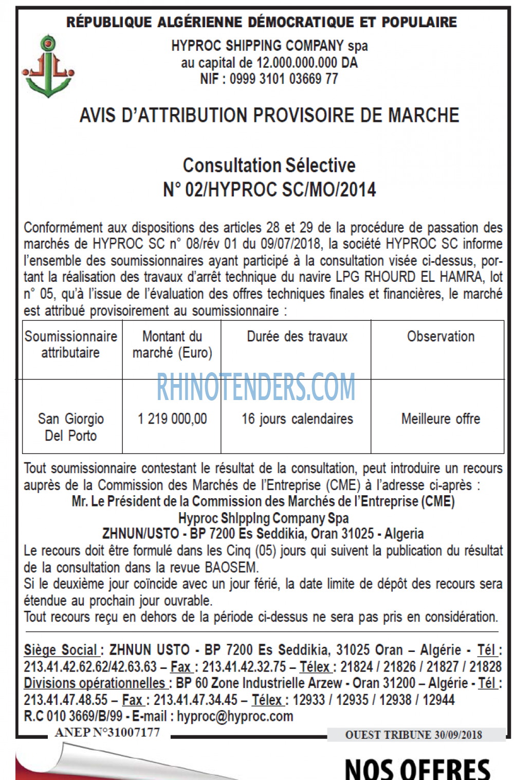 ouest TRIBUNE