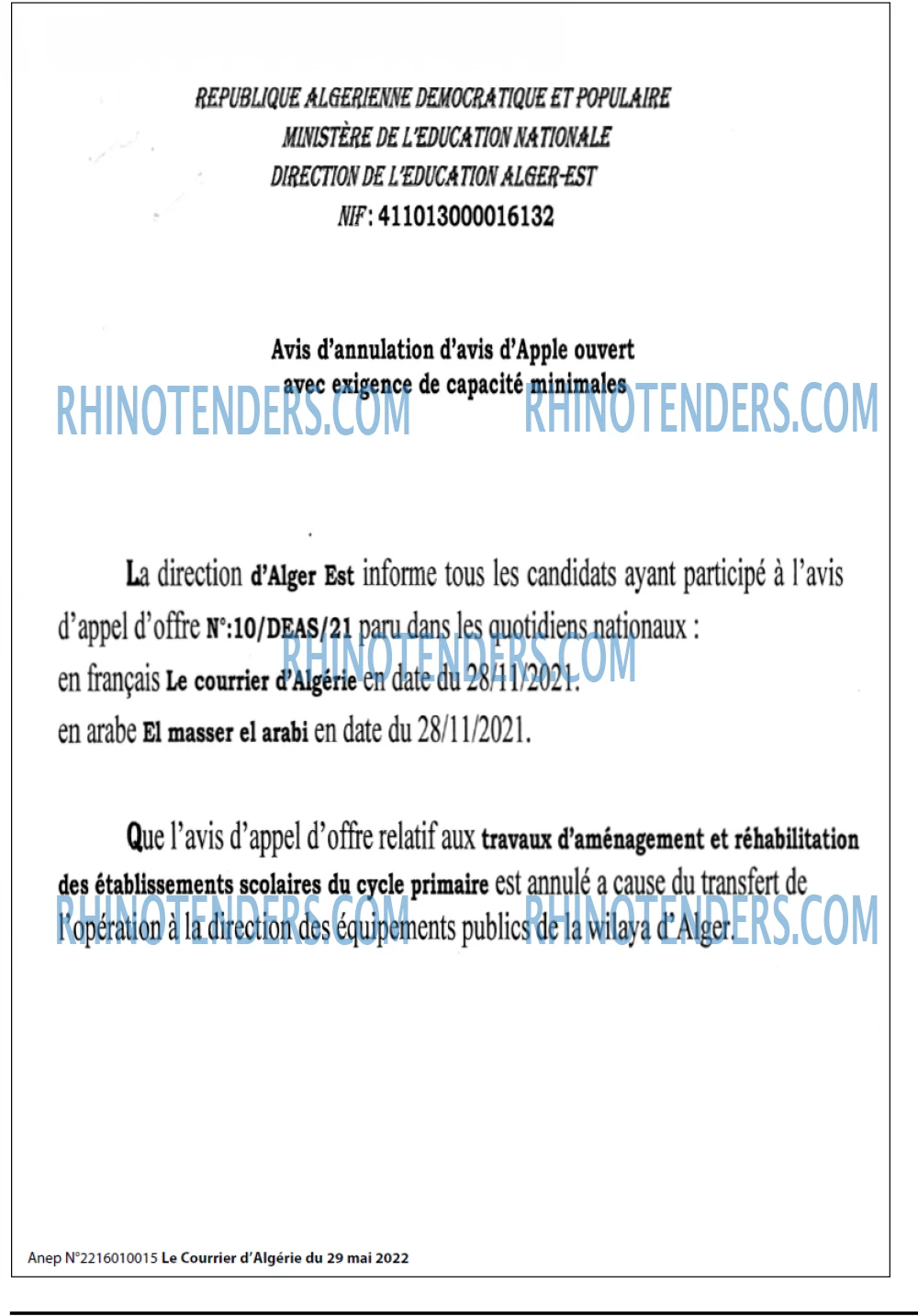 Le Courrier d'Algerie