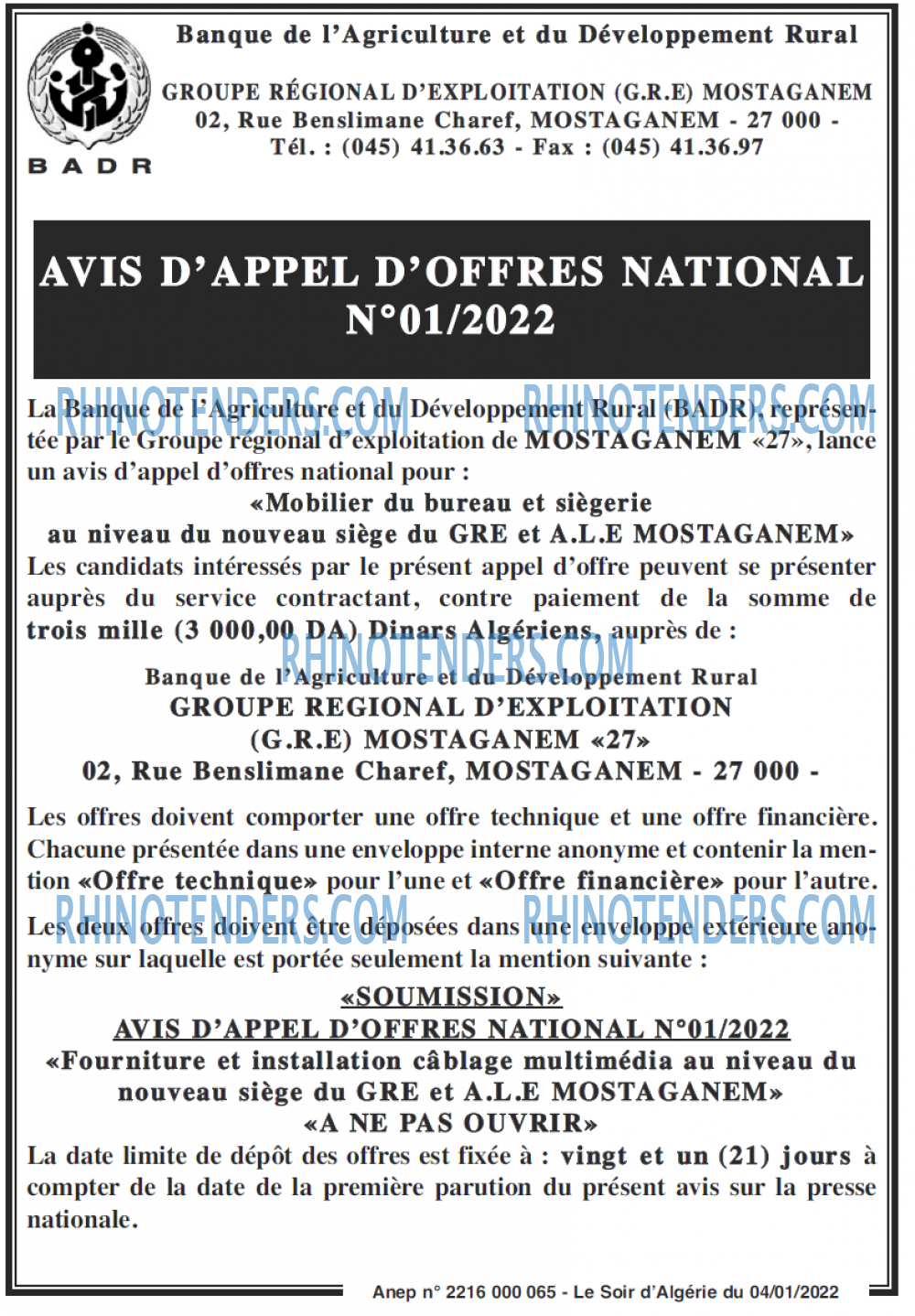 LE SOIR D'ALGERIE