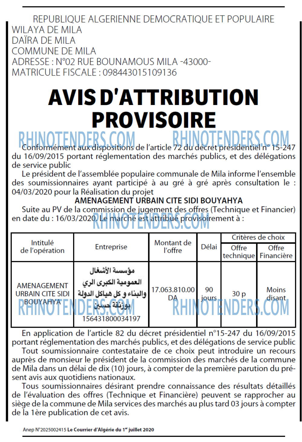 Le Courrier d'Algerie