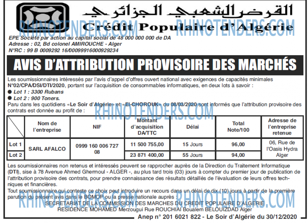 LE SOIR D'ALGERIE