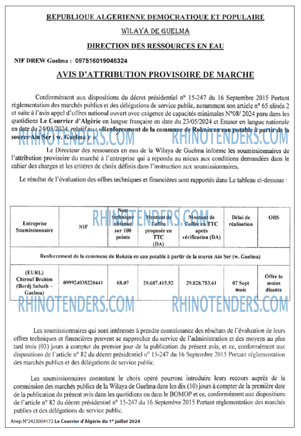 Le Courrier d'Algerie