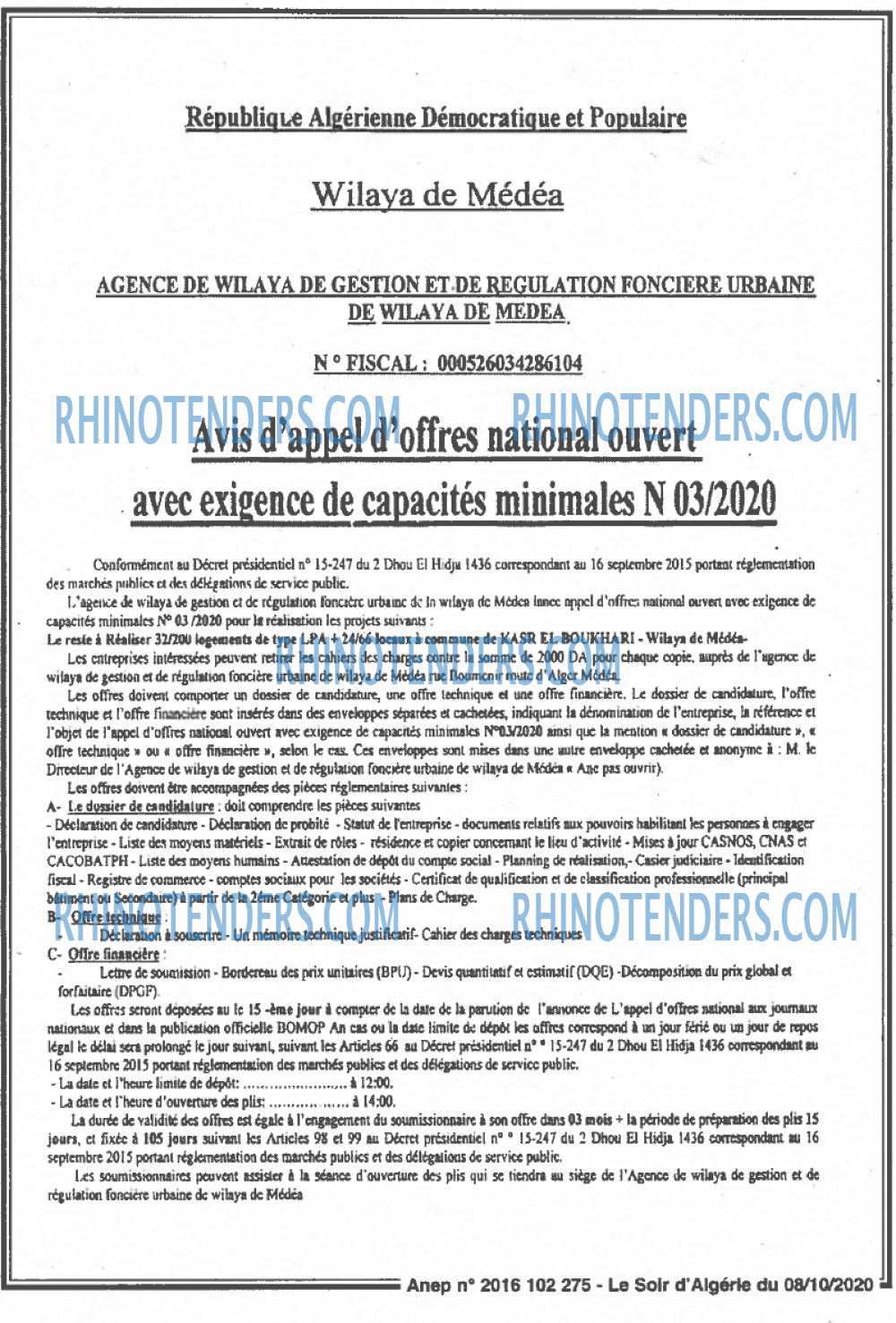 LE SOIR D'ALGERIE