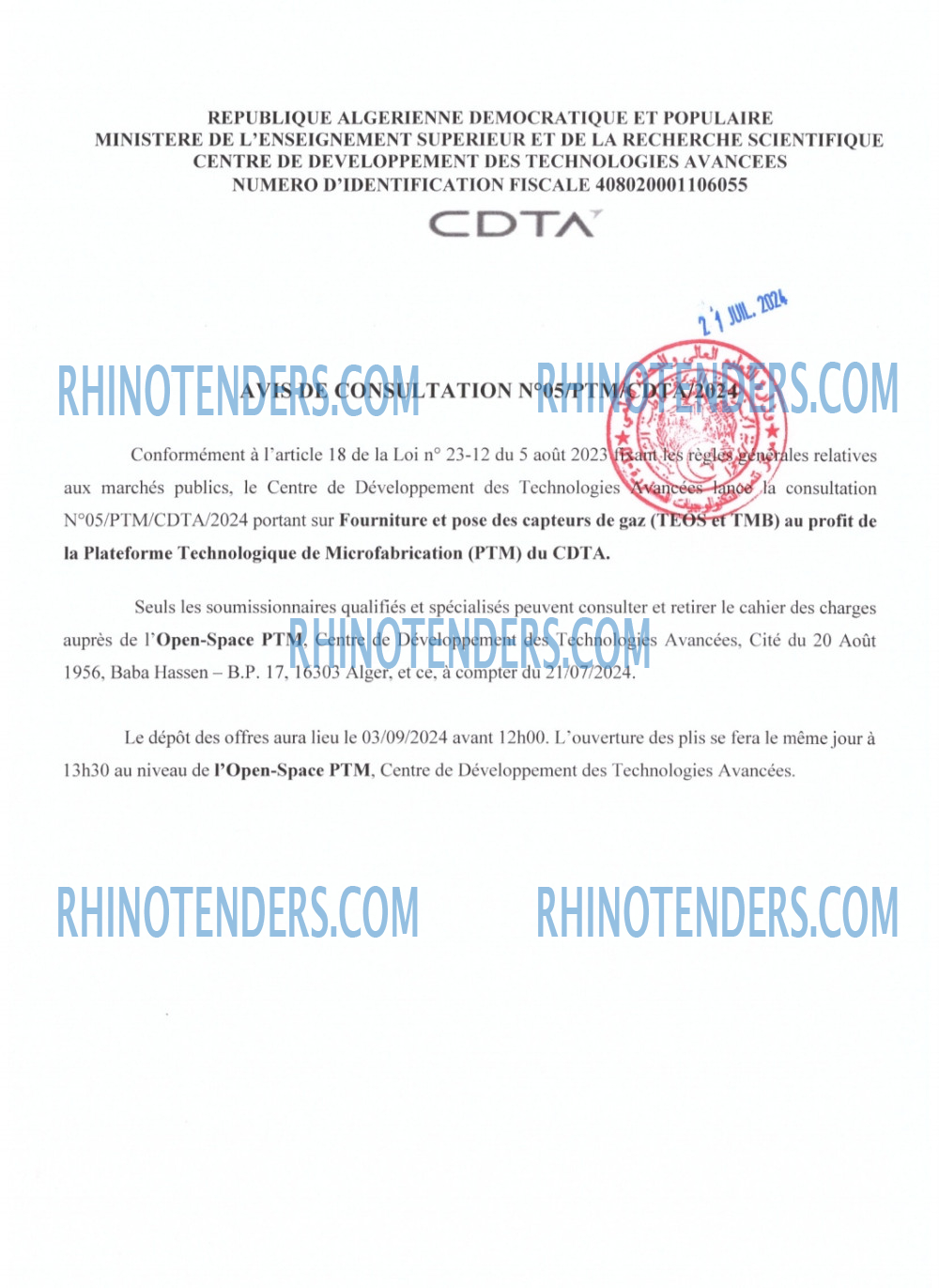 CDTA - Centre De Développement Des Technologies Avancées